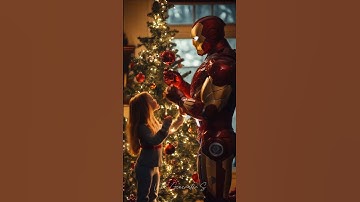 Superheroes Celebrate Christmas with Child
