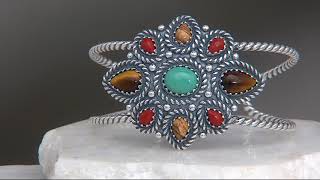 Sterling Silver Earthtone Gemstone Cuff by American West on QVC