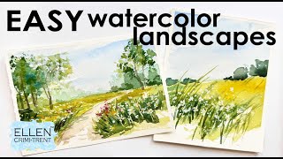 EASY Mini Watercolor Landscapes/ Step by step/ Composition tips