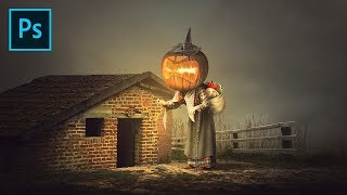 Photoshop Manipulation Tutorial - Grandma Pumpkin | Halloween Tutorial screenshot 5
