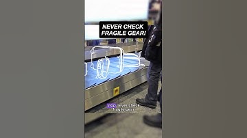 Never check fragile gear! #america #traveltips #travelhacks #luggage #airport #airlines #shorts