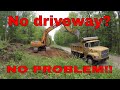 Using an excavator to put in a difficult driveway