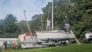 Testing the new trailer winch to step/un-step the mast on my Hunter 23.