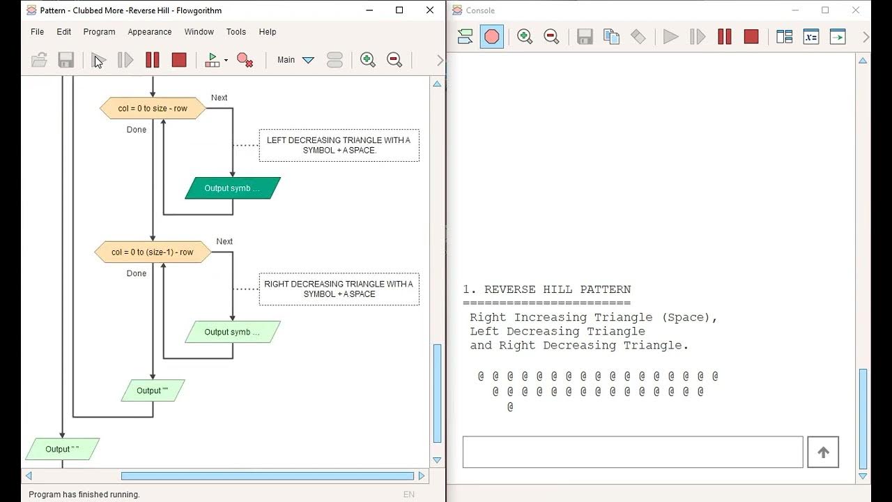 Pattern Reverse Hill | Flowgorithm Pattern | Easy Coding | Pattern in ...