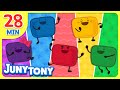 🌈Five Marshmallows Friends Compilation |  Color Monster, Dinosaur | Color Songs for Kids | JunyTony