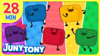 🌈Five Marshmallows Friends Compilation | +Color Monster, Dinosaur | Color Songs for Kids | JunyTony