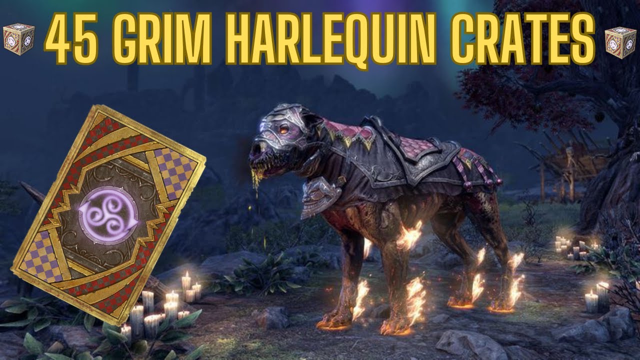 Elder Scrolls Online Opening 45 Grim Harlequin Crown Crates - YouTube