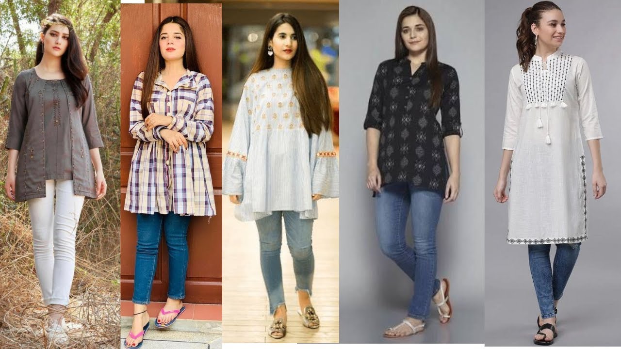 short #kurtis #for #jeans #shortkurtisforjeans | Cotton tops designs,  Simple kurta designs, Cotton kurti designs