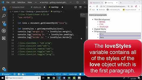 javascript.info The Modern JavaScript Tutorial Part 2: 1.8 Styles and Classes
