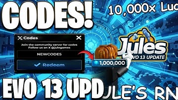 ✅ ALL WORKING EVO 11 CODES for JULES RNG! Roblox 2025 🔥 Get Free Gems & Godly Potions