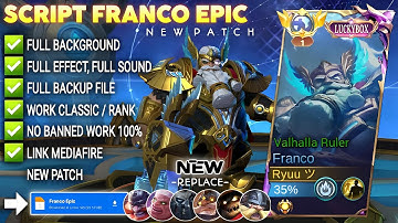 Script Skin Franco Luckybox - Valhalla Ruler No Password Full Effect & Voice | Patch Terbaru