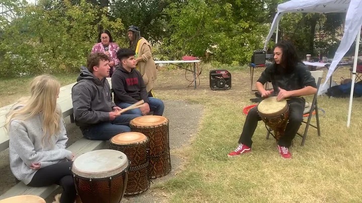 Maclain playing the drums