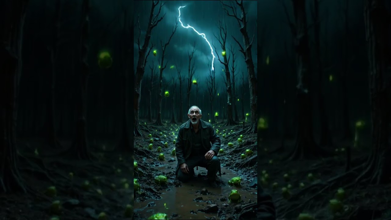 Glowing Frog Rain: Nighttime Apocalypse in Forest