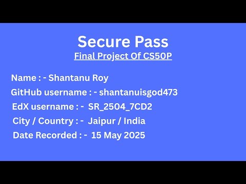 Final Project of CS50P - Password Generator (SecurePass)