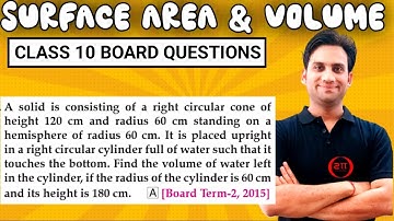 A solid is consisting of a right circular cone of height 120 cm and radius 60 cm standing on a