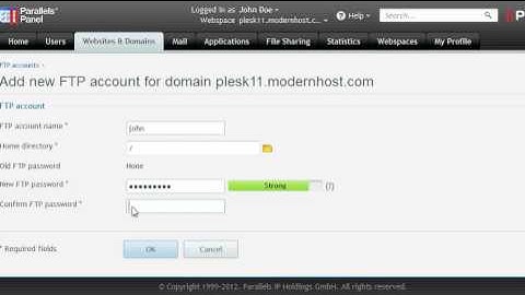 Plesk 11 End User - Create FTP Accounts
