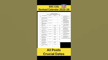 SSC CGL Revised Calendar 2025 26 बड बदल व Ssccgl Ssc Cgl 