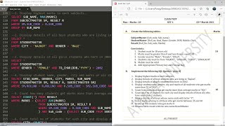 SQL-Practical SET - Class Test Solution - From Create table with records to Query - Practical demo