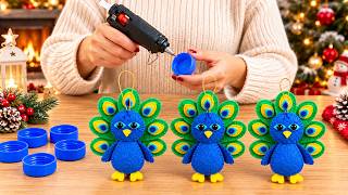 Don't Throw Away Bottle Caps! Make This》《🦚 Cute Peacock Craft Update