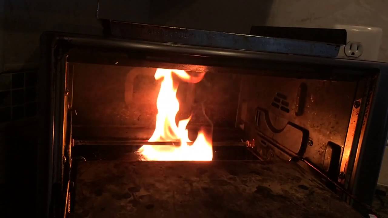 Toaster Oven Catches Fire (slow motion) - YouTube