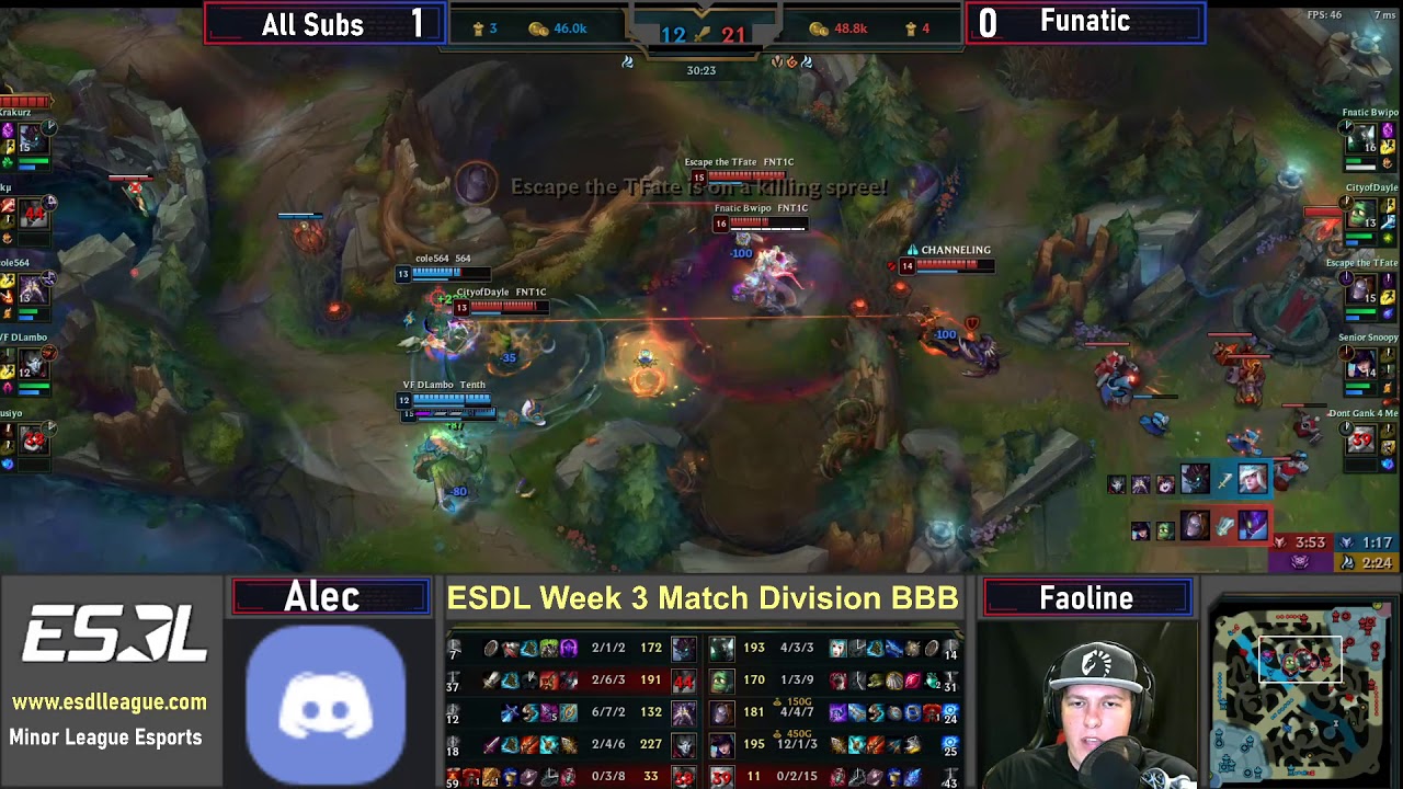 Highlight: ESDL week 3 match Funatic vs All Subs - Faoline & Alec casting