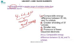 LBA-KCET-PU II-CHEMISTRY-d AND f BLOCK ELEMENT(PART-1)
