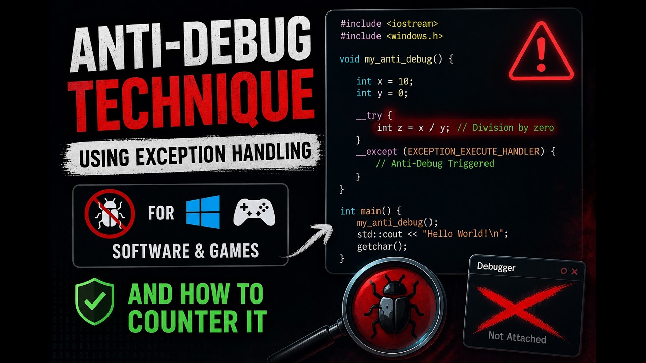 Exception Handling Anti-Debug Trick (And How to Bypass It) - YouTube