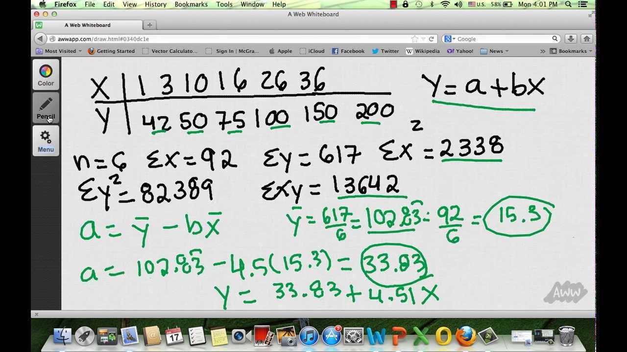 How to find the regression line by Hand