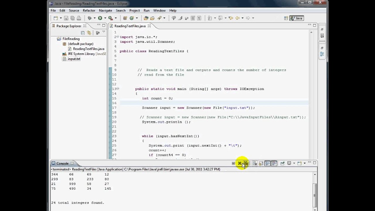 Reading Text Files Using Eclipse