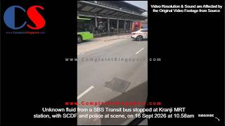 Unknown Fluid From A SBS Transit Bus Stopping At Kranji MRT Station
