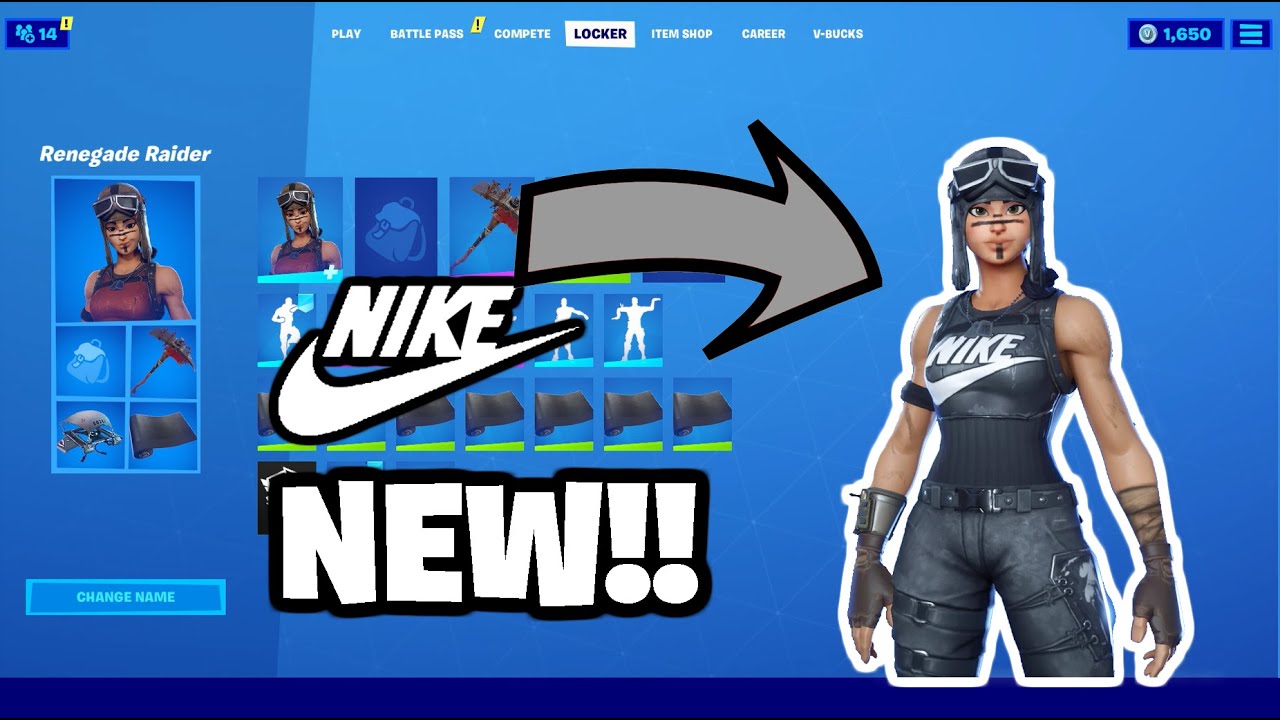 NEW* FORTNITE ADIDAS \u0026 NIKE CUSTOM RENEGADE RAIDER | CUSTOM FORTNITE SKIN -  YouTube