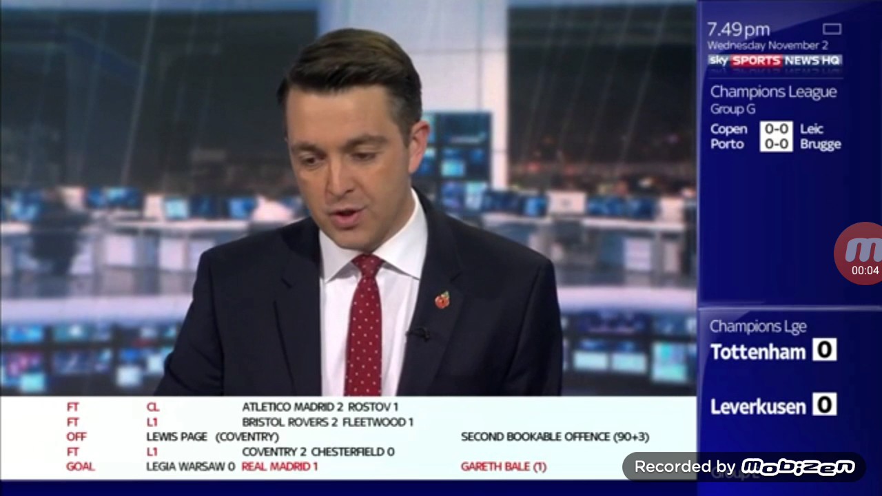 Sky Sports Presenters React To Gareth Bale Goal Vs Legia Warsaw