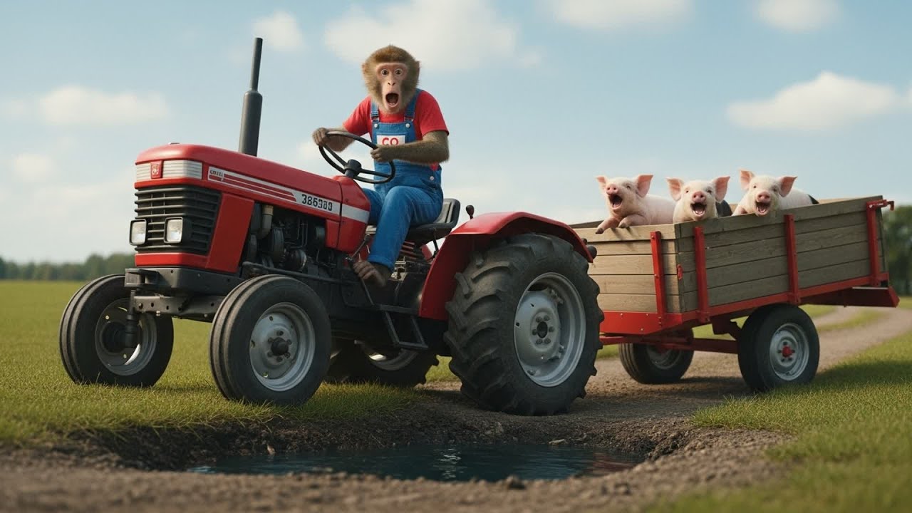 Monkey CO Drives the Excavator to Rescue the Piglets from a Sinkhole 🐒🐖 | CO MONKEY TEAM