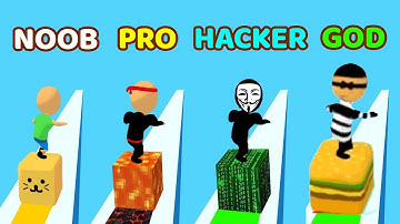 NOOB vs PRO vs HACKER vs GOD in Cube Surfer - PERFECT LEVEL in Cube Surfer Gameplay Android, Ios