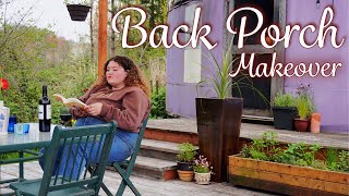 Back Porch Garden Makeover | Herb Garden | Upcycled Thrifted Pots | Shade Awning | Yurt living Vlog