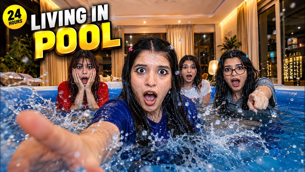 Living in a POOL for 24 Hours 😱 Day 54/100
