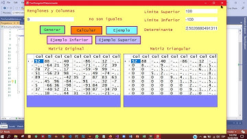 138 Calculo de la determinante de una matriz de nxn mediante una matriz triangular en C#