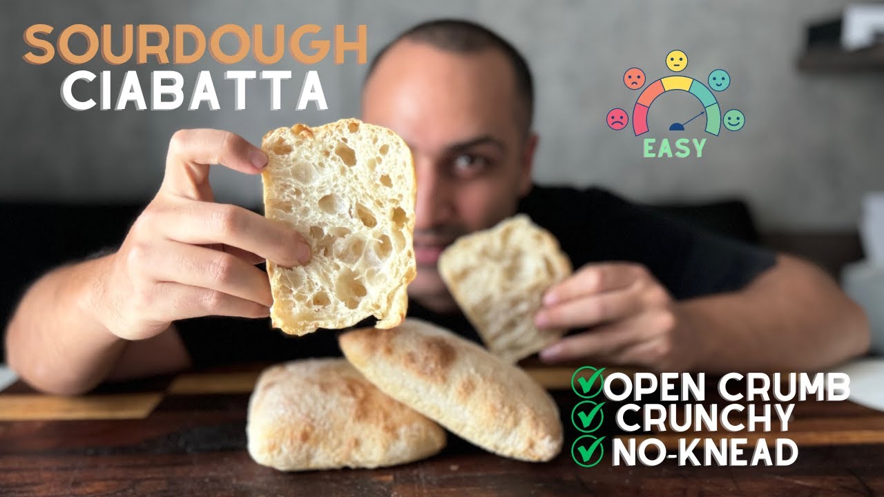Чиабатта из закваски без замешивания l Open Crumb , Crusty