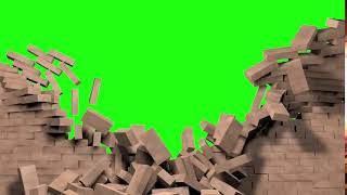 Green Screen exploding wall version 3, free footage for use in video editing software