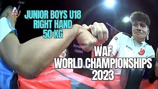 2023 WAF 50 KG RIGHT HAND JUNIOR BOYS U18 ALL MATCHES