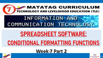 TLE Grade 7 Quarter 1 - ICT Week 7 Part 2 - SPREADSHEET SOFTWARE:CONDITIONAL FORMATTING FUNCTIONS