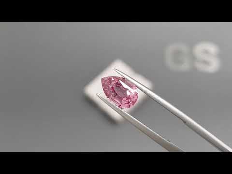 Pink-purple spinel from Tajikistan in pear cut 2.17 carats Video  № 1