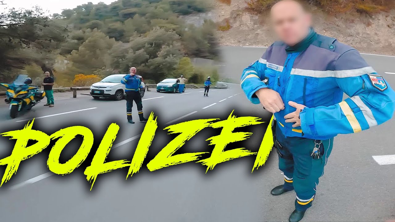 Polizeikontrolle auf Motorrad in Frankreich
