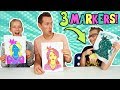 3 MARKER CHALLENGE w/ our DAD!!! Part 2