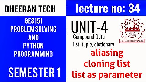 GE8151|PROBLEM SOLVING AND PYTHON PROGRAMMING |PSPP|Manojkumar Lectures|list as parameters