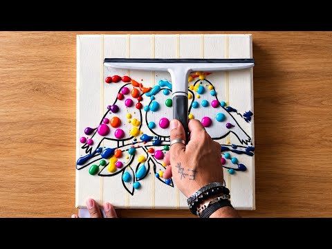 Easy Acrylic Painting / Masking Tape Stencil and Swipe Technique / Birds Painting