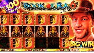 🎰 BIG WIN on 100 FREE SPINS  Book of Ra Deluxe 6 | CRAZY BONUS  🎉