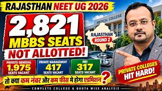 Rajasthan NEET UG 2026: 2,821 MBBS Seats NOT ALLOTTED After Round 2 | Private Colleges BIG Update