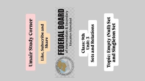 Empty Set & Singleton Set | Class 9 Maths Exercise 3.1 | FBISE & Punjab Board