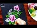 Flower with Leaves Painting Tutorial / How To Paint Flowers / Acrylic Painting Tutorial